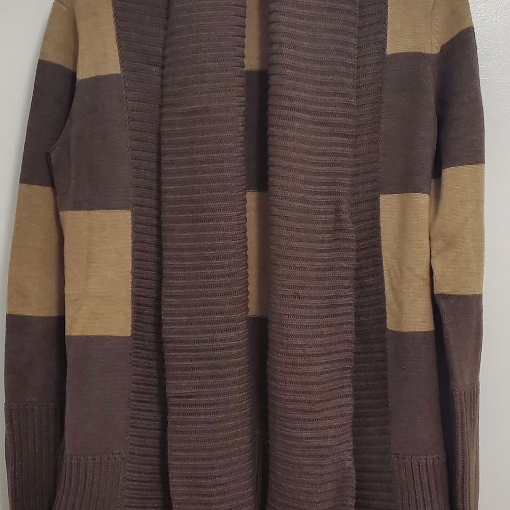 Women's Brown and Tan Striped Sweater
